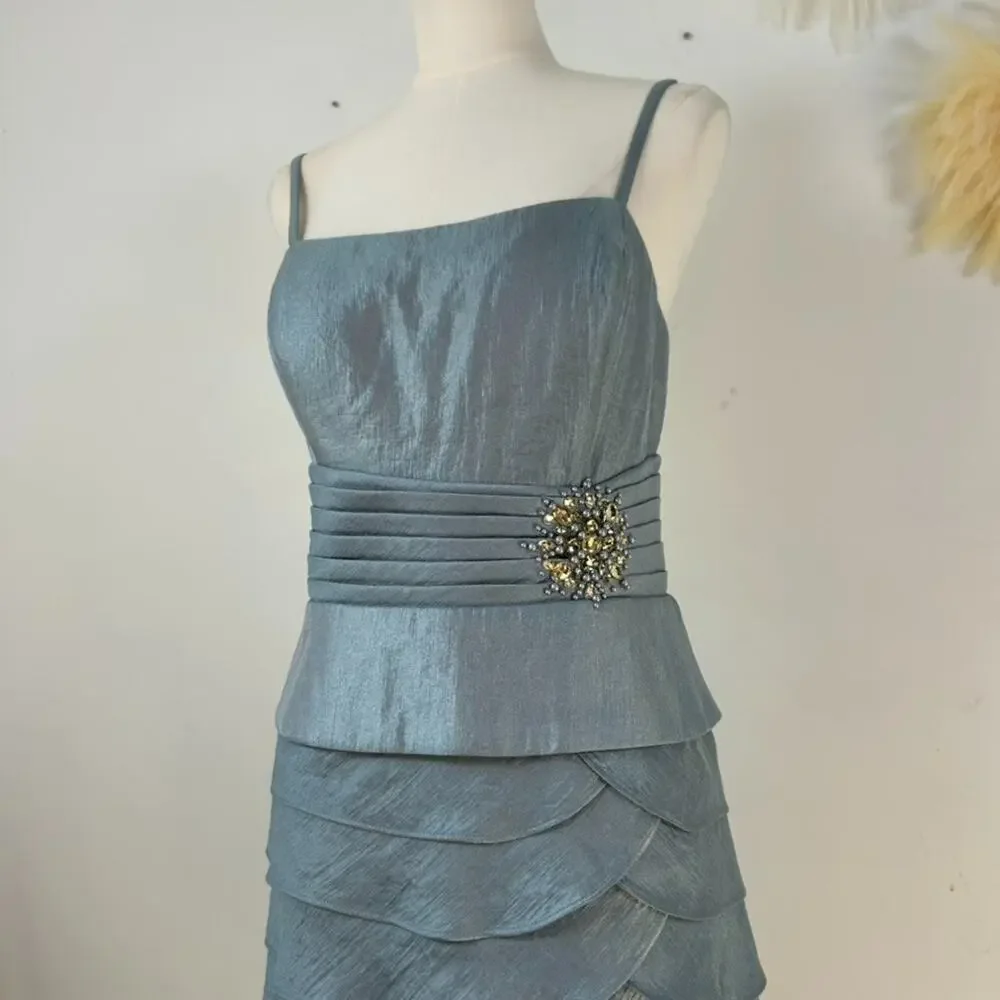 Vintage Womens Y2K Fairy Babydoll Dress Size 16 Ruffled Beaded Whimsical Hoco - Picture 3 of 9